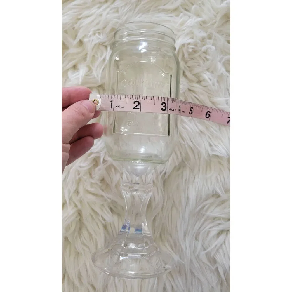 Country Style Qaulity Mason Jar Goblets Wine Glass Clear Pedistal